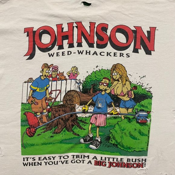 Vintage 90s Big Johnson Weed Whacker Single Stitch Funny Tee - Picture 6 of 7